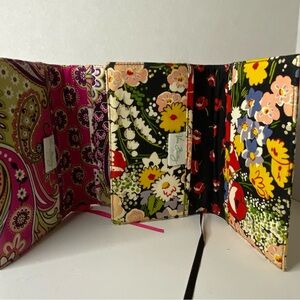 Vera Bradley Black Multi Floral Paisley Tri-Fold Wallet